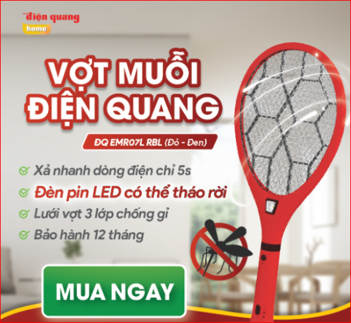 Bộ vợt muỗi đa năng Điện Quang ĐQ EMR07L RBL ( Đỏ - Đen )