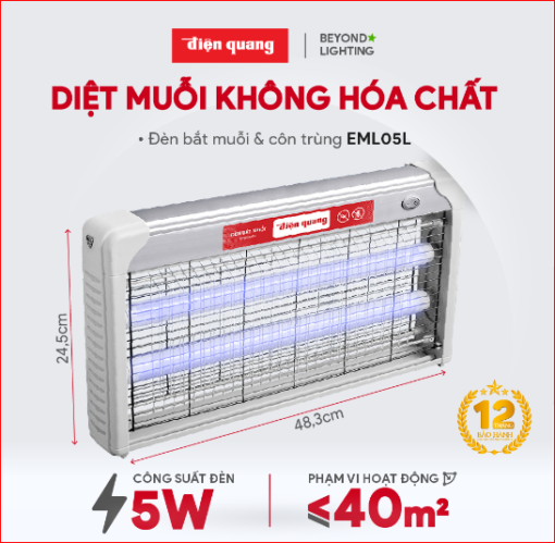 Đèn bắt muỗi Điện Quang ĐQ EML05L (485x65x250mm)