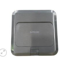 Ổ cắm âm sàn Simon gồm 2 dữ liệu Cat5e và 1 TV, màu bạc