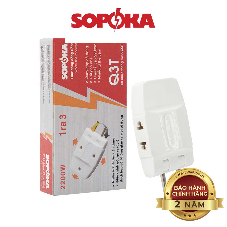 Ổ chia điện SOPOKA Q3T-Q5T chia 3 chia 5 đa năng siêu gọn, siêu tiết kiệm