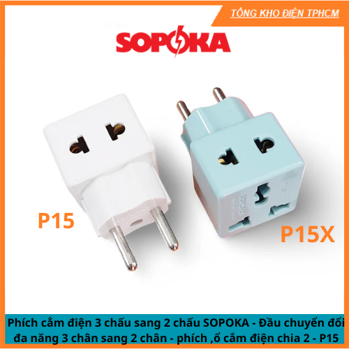 Phích Cắm Điện 3 Chấu Sang 2 Chấu SOPOKA P15