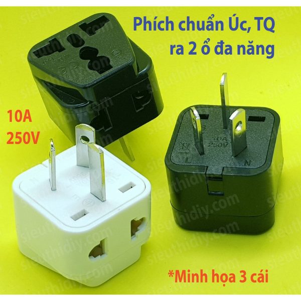 Phích Cắm Điện Chuyển Đổi 3 Chân Hoặc 2 Chân Sang Chuẩn C Nội Địa Trung